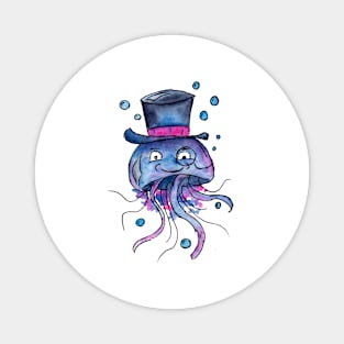 Purple Cartoon Jellyfish Magnet